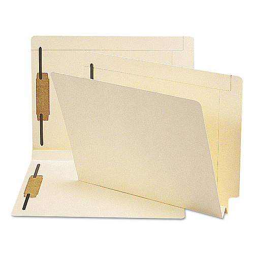 Smead End Tab W-Fold Fastener Folders with Reinforced Tabs, 1.5" Expansion, 2 Fasteners, Letter Size, Manila, 50/Box (34276)