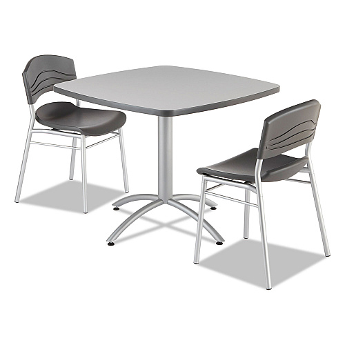 Iceberg CafeWorks Cafe-Height Table, Square, 36" x 36" x 30", Gray/Silver (65617)