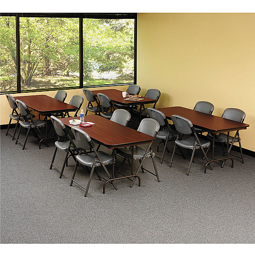 Iceberg OfficeWorks Commercial Wood-Laminate Folding Table, Rectangular, 72" x 30" x 29", Mahogany (55224)