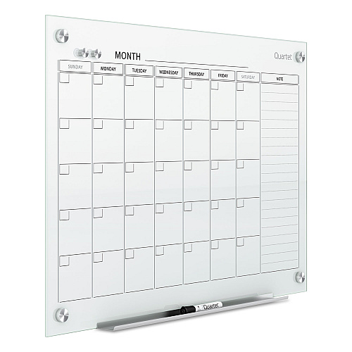 Quartet Infinity Magnetic Glass Calendar Board, One Month, 48 x 36, White Surface (GC4836F)