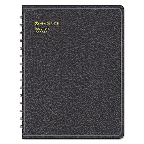 AT-A-GLANCE Undated Teacher's Planner, Weekly, 9 Classes, Black Cover, 10.88 x 8.25 Sheets, 12-Month (July to June) (8015505)