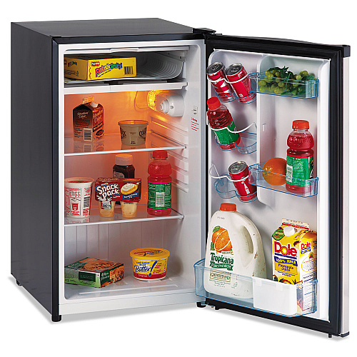 Avanti 4.4 CF Refrigerator, 19 1/2"W x 22"D x 33"H, Black/Stainless Steel (RM4436SS)