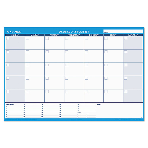 AT-A-GLANCE 30/60-Day Undated Horizontal Erasable Wall Planner, 48 x 32, White/Blue Sheets, Undated (PM33328)