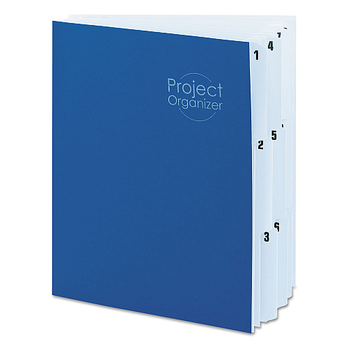 Smead 10-Pocket Project Organizer with Indexed Tabs (1-10), 10 Sections, Unpunched, 1/3-Cut Tabs, Letter Size, Lake Blue/Navy Blue (89200)