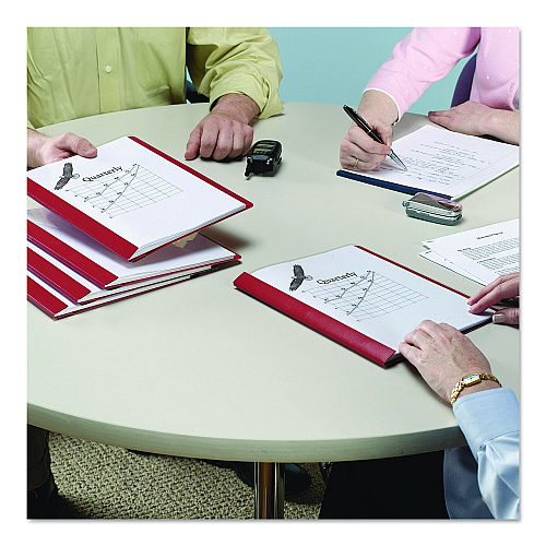 Smead Poly Report Cover, Tang Clip, Letter, 1/2" Capacity, Clear/Red, 25/Box (87461)
