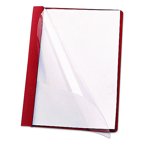 Smead Poly Report Cover, Tang Clip, Letter, 1/2" Capacity, Clear/Red, 25/Box (87461)