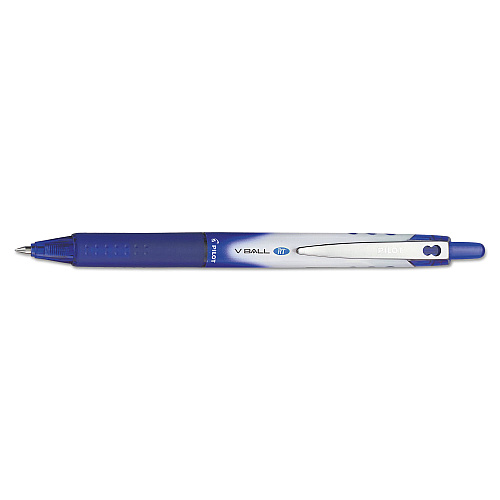 Pilot VBall RT Liquid Ink Roller Ball Pen, Retractable, Extra-Fine 0.5 mm, Blue Ink, Blue/White Barrel (26107)