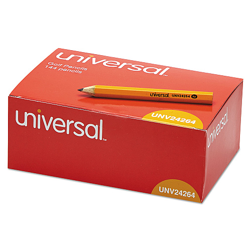 Universal Golf and Pew Pencil, HB (#2), Black Lead, Yellow Barrel, 144/Box (UNV24264)
