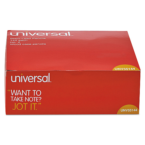 Universal #2 Woodcase Pencil Value Pack, HB (#2), Black Lead, Yellow Barrel, 144/Box (UNV55144)