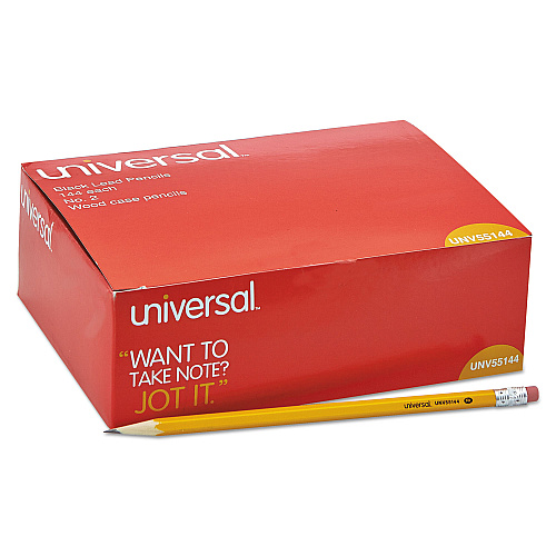 Universal #2 Woodcase Pencil Value Pack, HB (#2), Black Lead, Yellow Barrel, 144/Box (UNV55144)