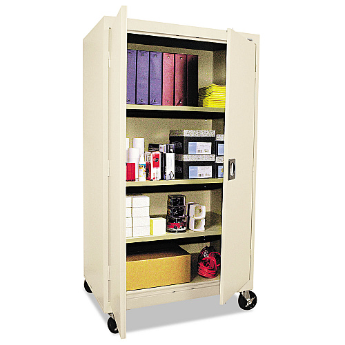 Alera Assembled Mobile Storage Cabinet, with Adjustable Shelves 36w x 24d x 66h, Putty (ALECM6624PY)