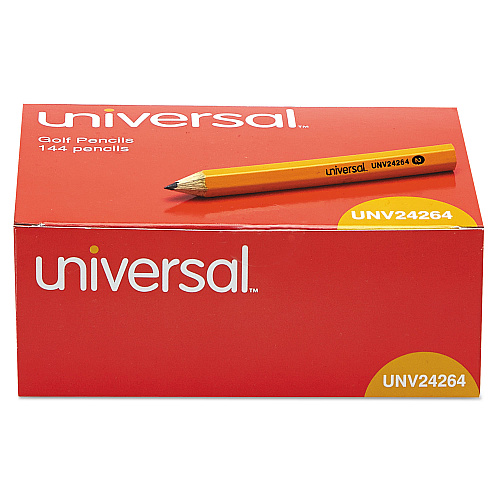 Universal Golf and Pew Pencil, HB (#2), Black Lead, Yellow Barrel, 144/Box (UNV24264)