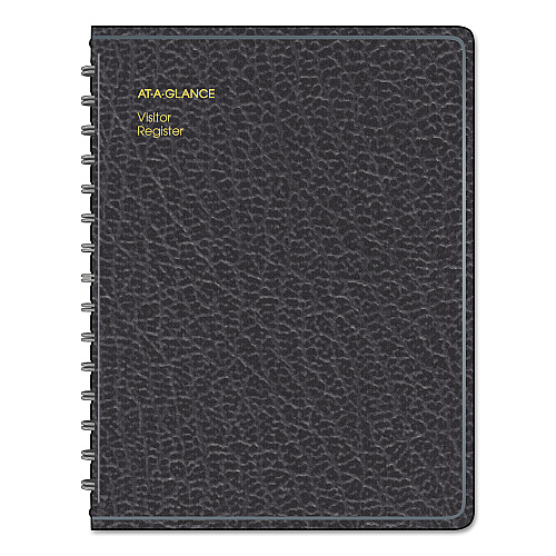 AT-A-GLANCE Visitor Register Book, Black Cover, 10.88 x 8.38 Sheets, 60 Sheets/Book (8058005)