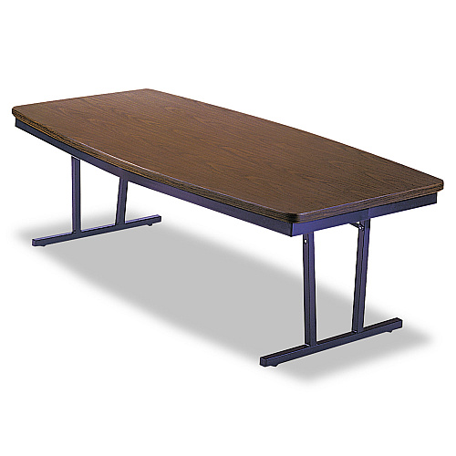 Barricks Economy Conference Folding Table, Boat, 96w x 36d x 30h, Walnut/Black (ECT368WA)