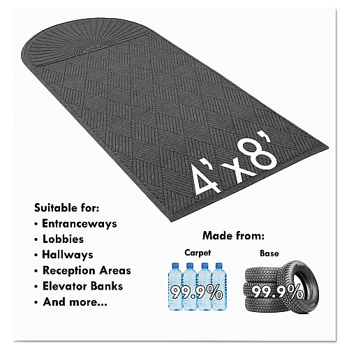 Guardian EcoGuard Diamond Floor Mat, Single Fan, 48 x 96, Charcoal (EGDSF040804)