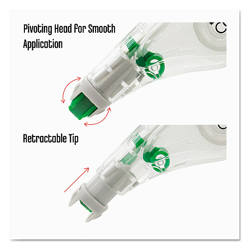 Tombow MONO Hybrid Style Correction Tape, Non-Refillable, Clear Applicator, 0.17" x 394", 10/Pack (68721)