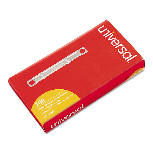 Universal Two-Piece Two-Prong Paper Fastener Compressors, 2.75" Center to Center, Silver, 100/Box (UNV81024)