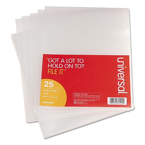 Universal Project Folders, Letter Size, Clear, 25/Pack (UNV81525)