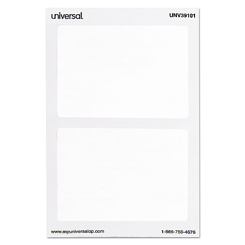 Universal Plain Self-Adhesive Name Badges, 3 1/2 x 2 1/4, White, 100/Pack (UNV39101)