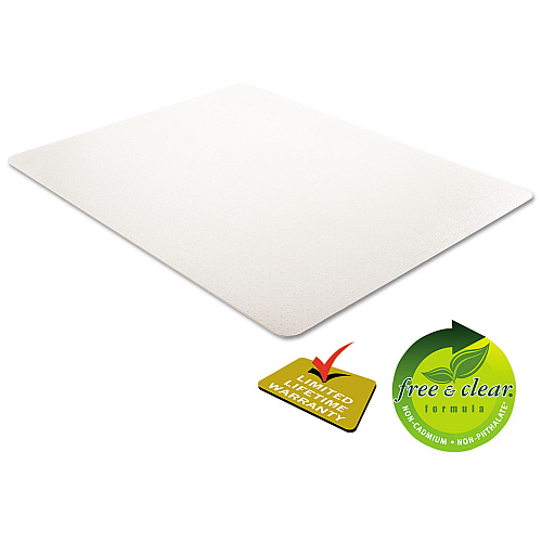 Deflecto EconoMat Occasional Use Chair Mat, Low Pile Carpet, Flat, 46 x 60, Rectangle, Clear (CM11442F)