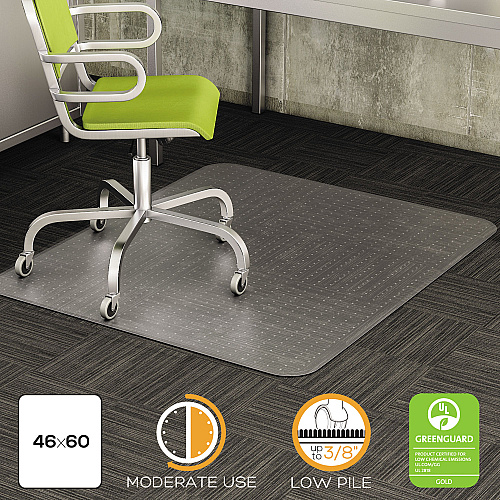 Deflecto DuraMat Moderate Use Chair Mat, Low Pile Carpet, Flat, 46 x 60, Rectangle, Clear (CM13443F)