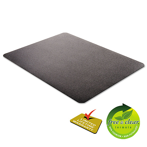 Deflecto EconoMat All Day Use Chair Mat for Hard Floors, Flat Packed, 45 x 53, Black (CM21242BLK)