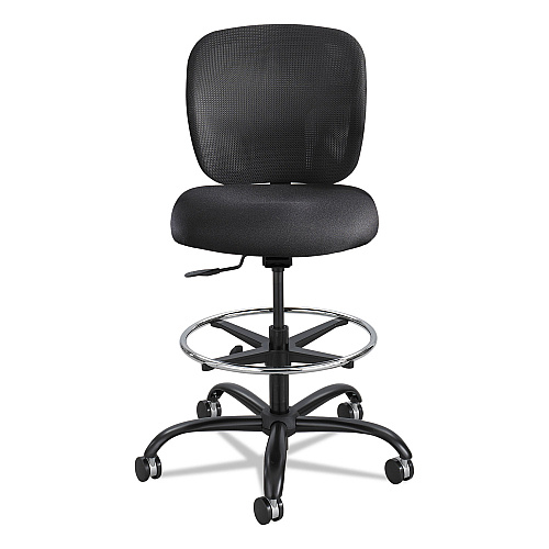Safco Vue Heavy-Duty Extended-Height Stool, Supports Up to 350 lb, 23" to 32.5" Seat Height, Black Fabric (3394BL)