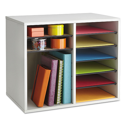 Safco Fiberboard Literature Sorter, 12 Compartments, 19.63 x 11.88 x 16.13, Gray (9420GR)