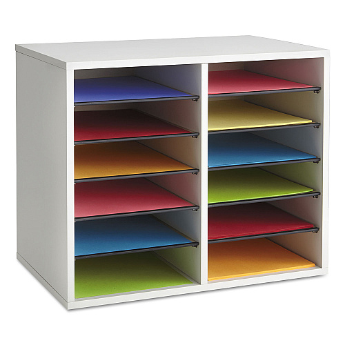 Safco Fiberboard Literature Sorter, 12 Compartments, 19.63 x 11.88 x 16.13, Gray (9420GR)