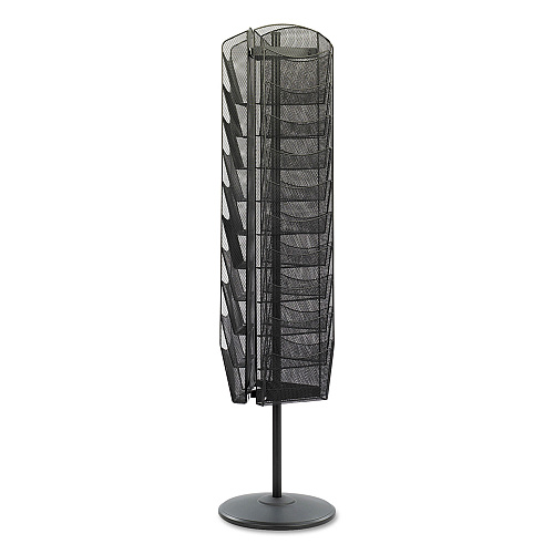 Safco Onyx Mesh Rotating Magazine Display, 30 Compartments, 16.5w x 16.5d x 66h, Black (5577BL)