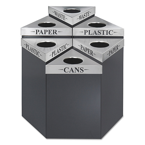 Safco Trifecta Waste Receptacle Lid, Laser Cut "WASTE" Inscription, 20w x 20d x 3h, Stainless Steel (9560WA)