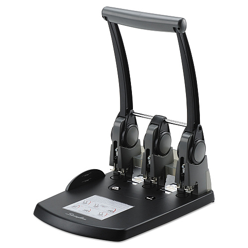 Swingline 300-Sheet Extra High-Capacity Three-Hole Punch, 9/32" Holes, Black/Gray (74194)