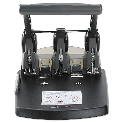 Swingline 300-Sheet Extra High-Capacity Three-Hole Punch, 9/32" Holes, Black/Gray (74194)