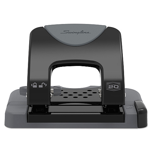 Swingline 20-Sheet SmartTouch Two-Hole Punch, 9/32" Holes, Black/Gray (74135)