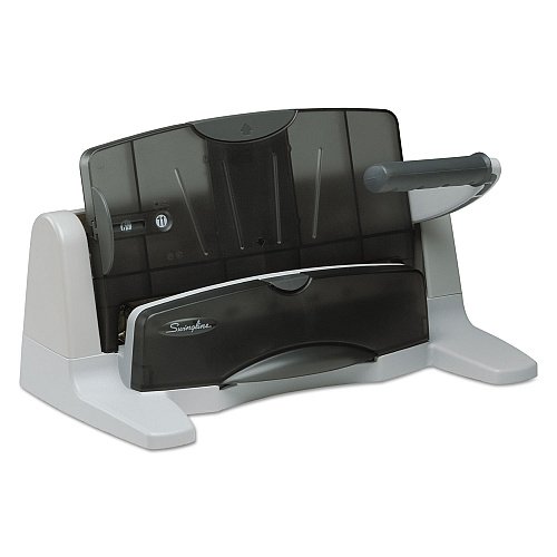 Swingline 40-Sheet LightTouch Heavy-Duty Two- to Seven-Hole Punch, 9/32" Holes, Black/Gray (74357)