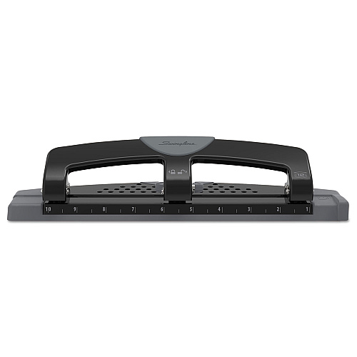 Swingline 12-Sheet SmartTouch Three-Hole Punch, 9/32" Holes, Black/Gray (74134)