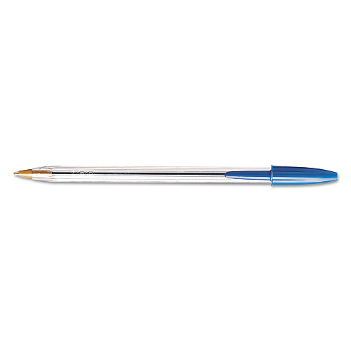BIC Cristal Xtra Smooth Ballpoint Pen, Stick, Medium 1 mm, Blue Ink, Clear Barrel, Dozen (MS11BE)