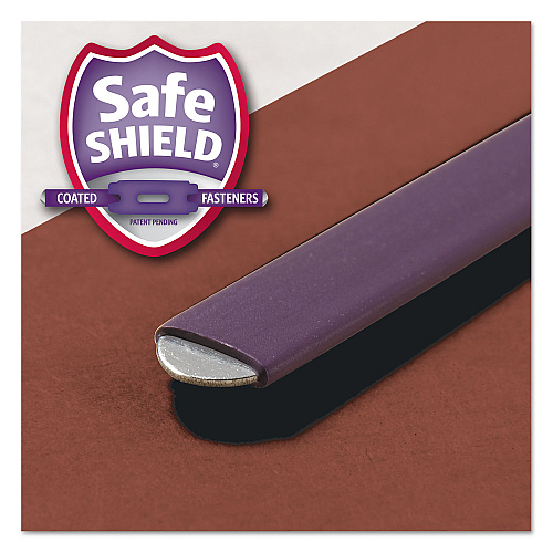 Smead End Tab Pressboard Classification Folders, Eight SafeSHIELD Fasteners, 3" Expansion, 3 Dividers, Letter Size, Red, 10/Box (26865)
