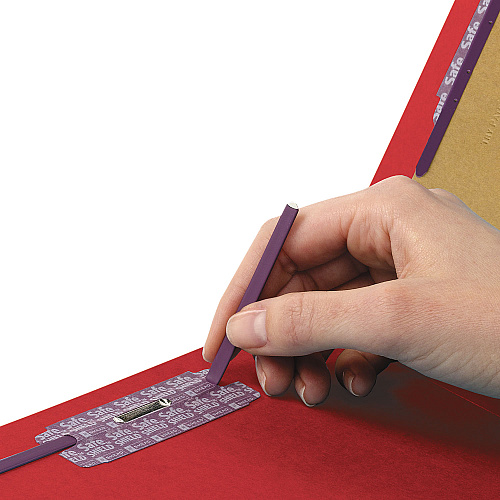 Smead End Tab Pressboard Classification Folders, Six SafeSHIELD Fasteners, 2" Expansion, 2 Dividers, Letter Size, Bright Red, 10/BX (26783)