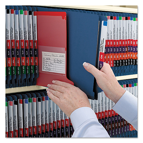 Smead End Tab Pressboard Classification Folders, Six SafeSHIELD Fasteners, 2" Expansion, 2 Dividers, Legal Size, Dark Blue, 10/Box (29784)