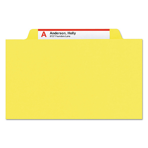 Smead Top Tab Classification Folders, Six SafeSHIELD Fasteners, 2" Expansion, 2 Dividers, Letter Size, Yellow Exterior, 10/Box (14004)