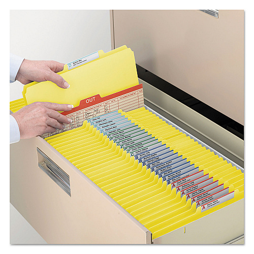 Smead Top Tab Classification Folders, Four SafeSHIELD Fasteners, 2" Expansion, 1 Divider, Letter Size, Yellow Exterior, 10/Box (13704)