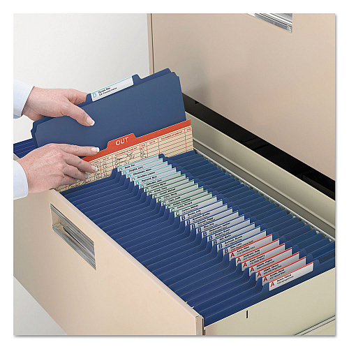 Smead Four-Section Pressboard Top Tab Classification Folders, Four SafeSHIELD Fasteners, 1 Divider, Legal Size, Dark Blue, 10/Box (18732)