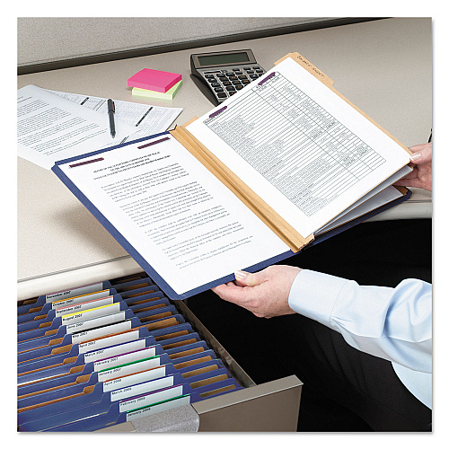 Smead Eight-Section Pressboard Top Tab Classification Folders, 8 SafeSHIELD Fasteners, 3 Dividers, Legal Size, Dark Blue, 10/Box (19096)