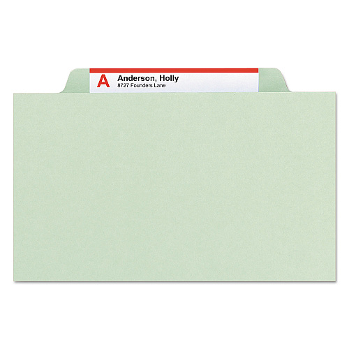Smead Recycled Pressboard Classification Folders, 2" Expansion, 2 Dividers, 6 Fasteners, Legal Size, Gray-Green, 10/Box (19022)