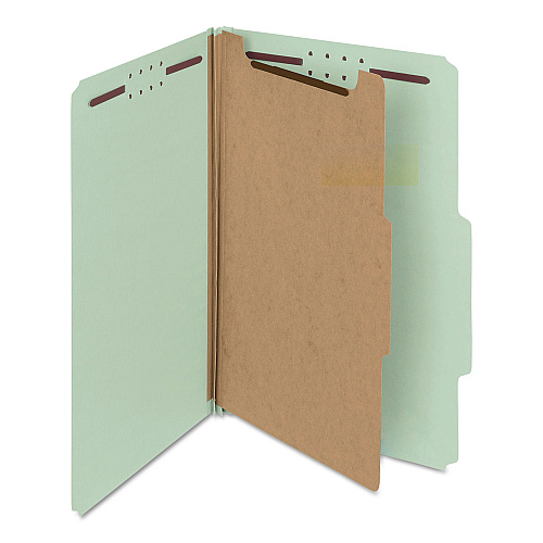 Smead Recycled Pressboard Classification Folders, 2" Expansion, 1 Divider, 4 Fasteners, Legal Size, Gray-Green, 10/Box 8 1/2" x 14" - 2" Expansion - 4 x 2K Fastener(s) - 1" Fastener Capacity, 2" Fastener Capacity - Top Tab Location - Right of Cent (18722)