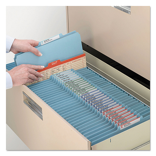 Smead Eight-Section Pressboard Top Tab Classification Folders, Eight SafeSHIELD Fasteners, 3 Dividers, Legal Size, Blue, 10/Box (19094)