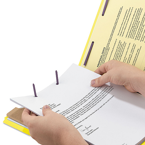 Smead Four-Section Pressboard Top Tab Classification Folders, Four SafeSHIELD Fasteners, 1 Divider, Legal Size, Yellow, 10/Box (18734)