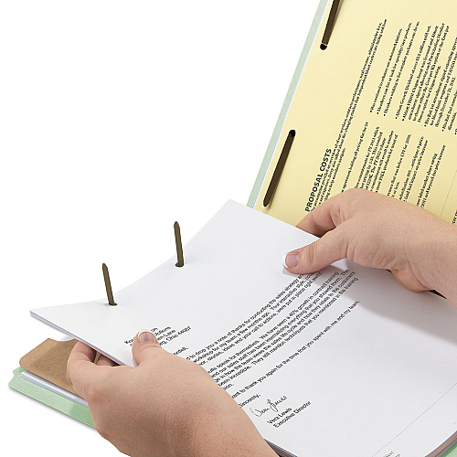 Smead Recycled Pressboard Classification Folders, 2" Expansion, 1 Divider, 4 Fasteners, Legal Size, Gray-Green, 10/Box 8 1/2" x 14" - 2" Expansion - 4 x 2K Fastener(s) - 1" Fastener Capacity, 2" Fastener Capacity - Top Tab Location - Right of Cent (18722)
