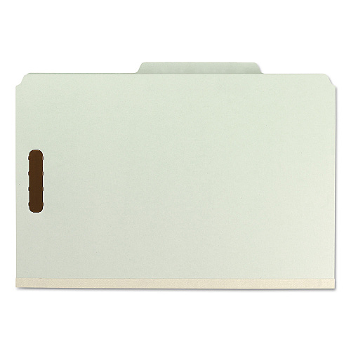 Smead Recycled Pressboard Classification Folders, 2" Expansion, 2 Dividers, 6 Fasteners, Legal Size, Gray-Green, 10/Box (19022)